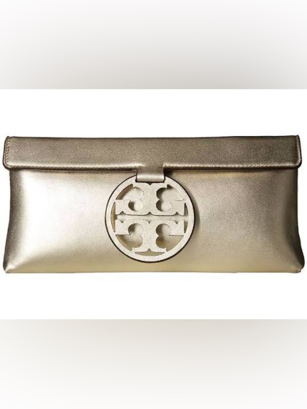 TORY BURCH Miller Clutch Bag Gold Leather Clutch Bag - Picture 4 of 16